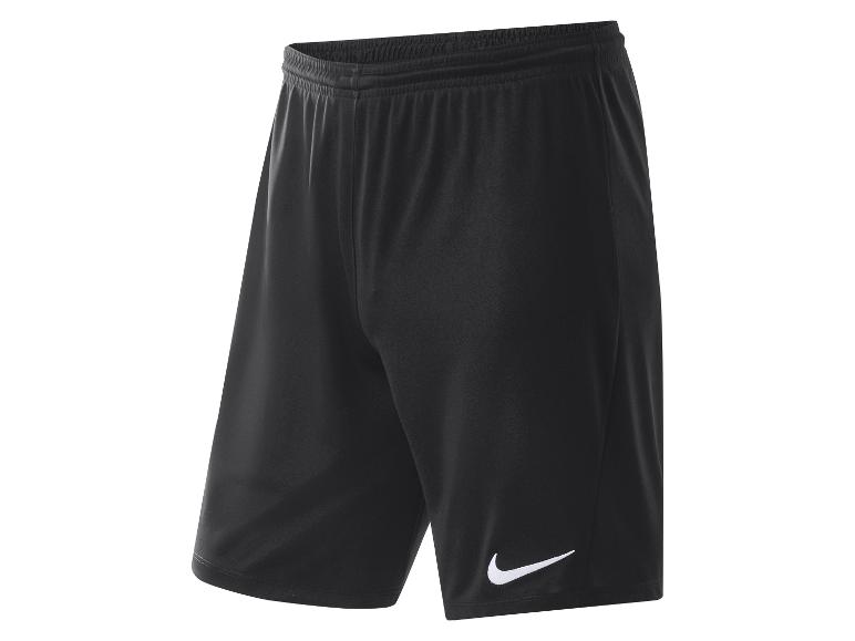 Schwarze Sporthose mit elastischem Bund und weißem Logo.