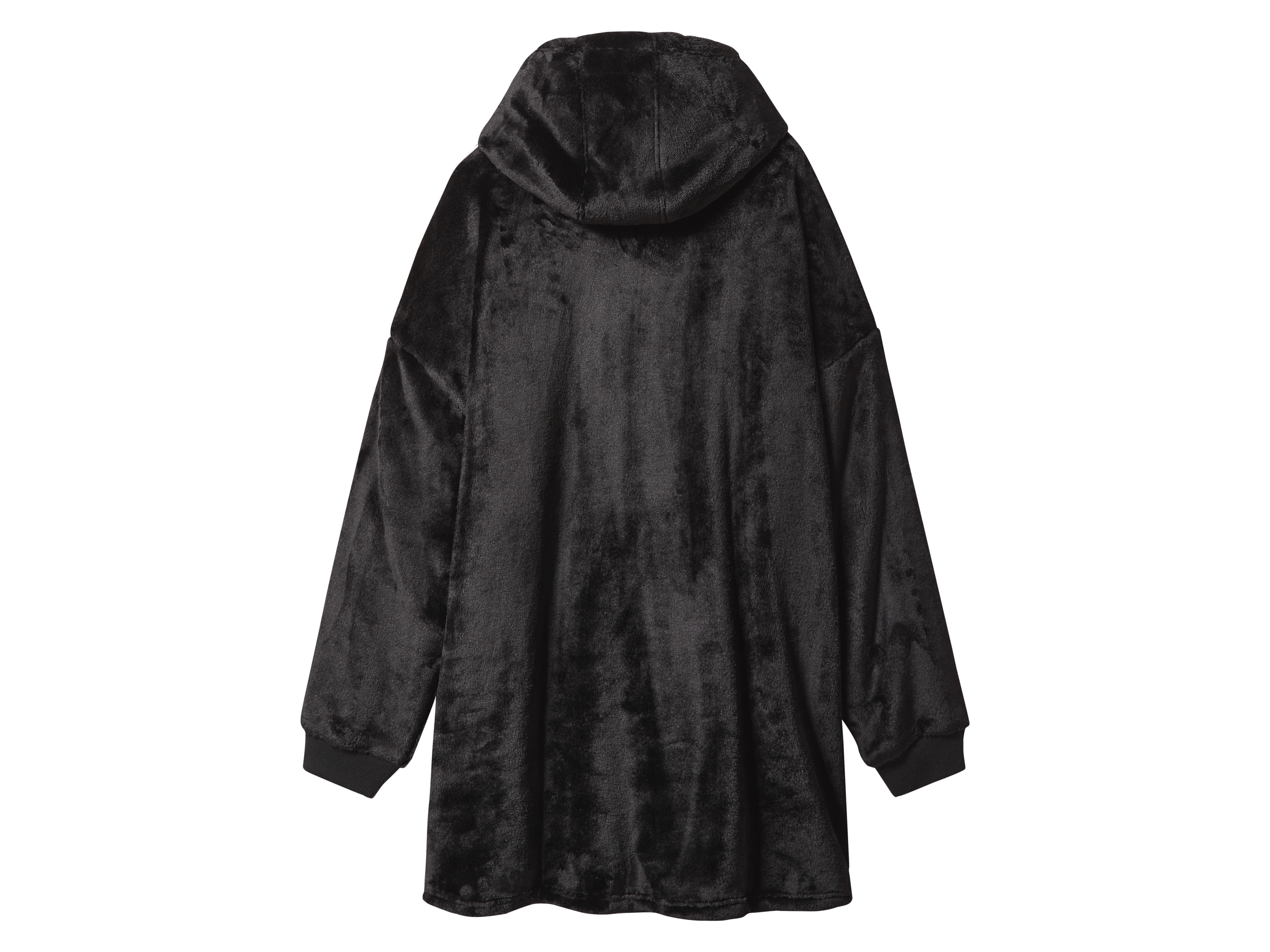 Thumbnail - Damen/Herren Plüsch-Hoodie (Schwarz, S/M)