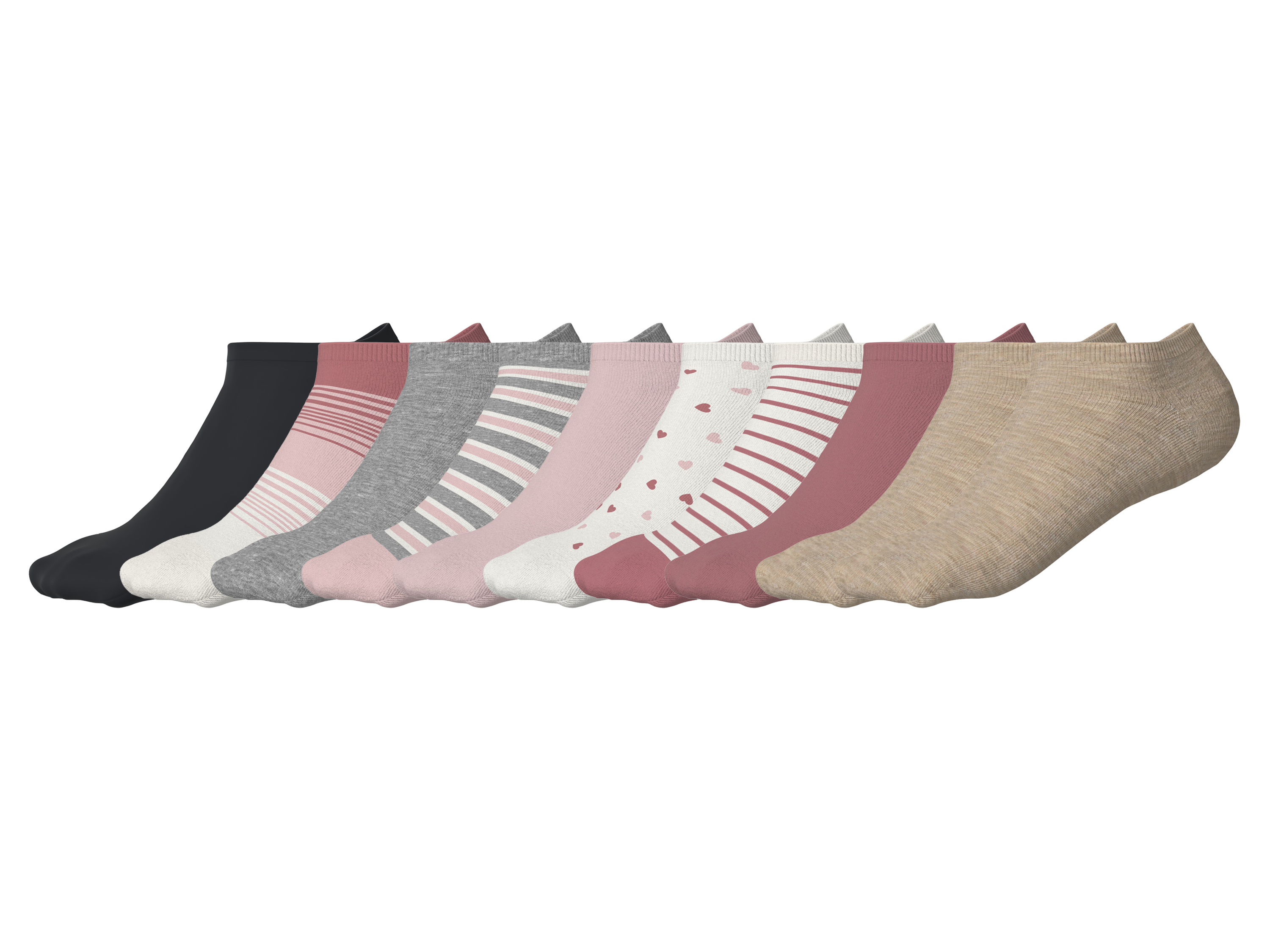 ESMARA KIDS Kinder Sneakersocken, 10 Stück (rosa/grau/creme/beige/schwarz, 35/38)