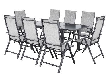 LIVARNO® Alu-Set »Houston«, 9-teilig - Ausziehtisch & 8 Klappsessel, hellgrau-meliert