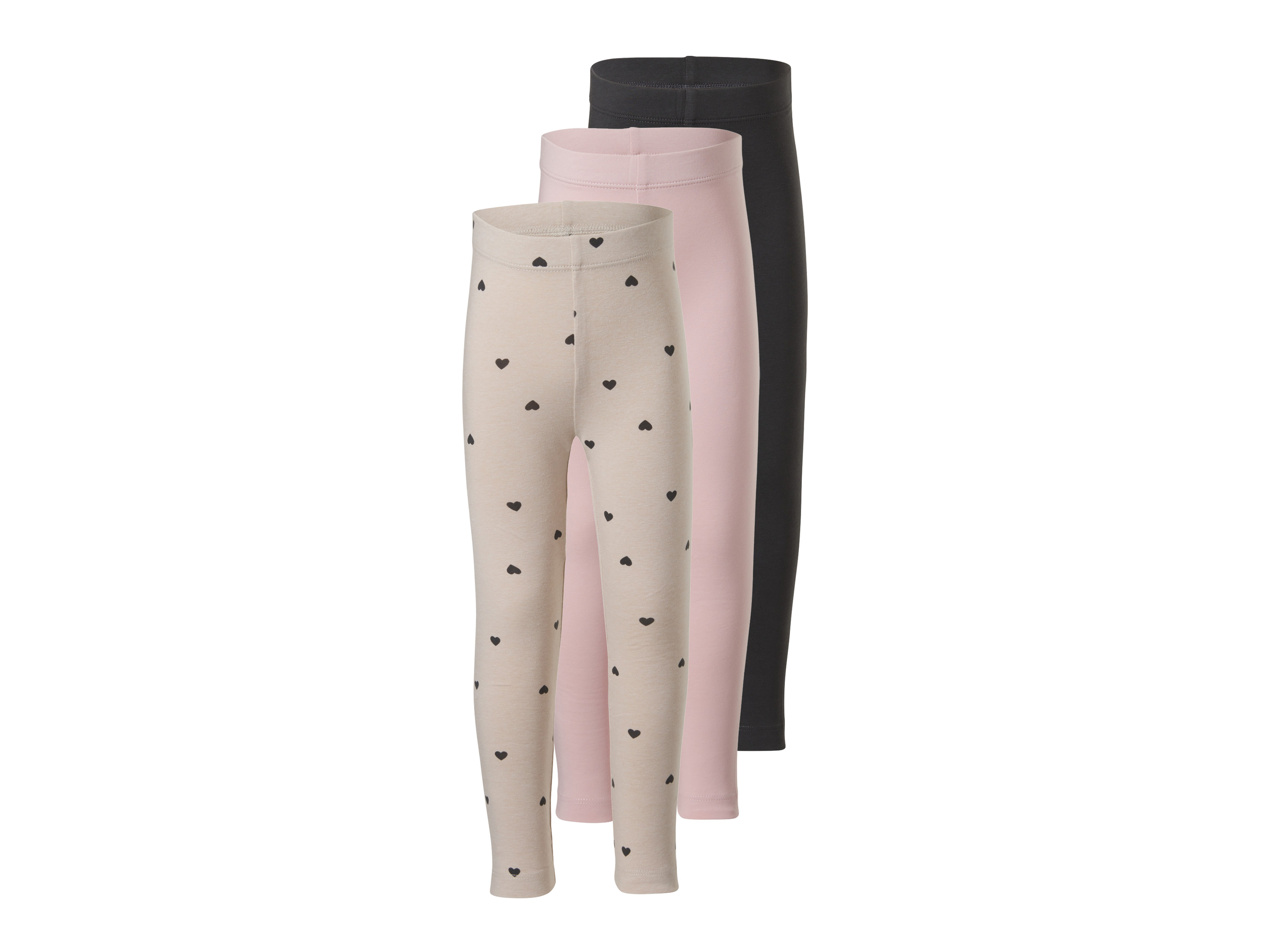 LUPILU® Kinder Leggings, 3 Stück (rosa/beige/grau, 110/116)
