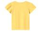 Gelbes Kurzarm-T-Shirt mit gerafften Schultern, Rückansicht