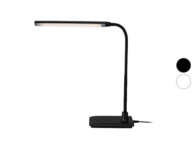 Schwarze LED-Schreibtischlampe mit flexiblem Hals und beleuchtetem Streifen