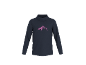 Dunkelblauer Kinder-Rollkragenpullover mit rosa Bergmotiv.