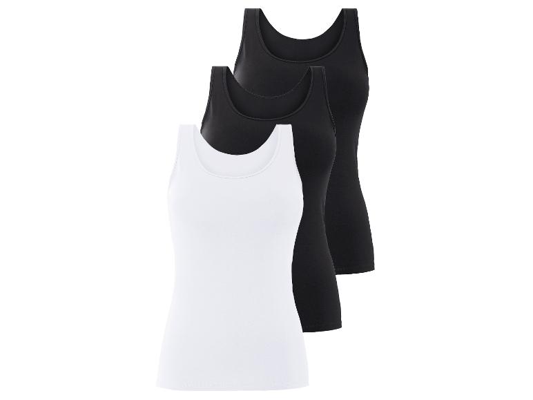 Ein weißes und zwei schwarze Tanktops.
