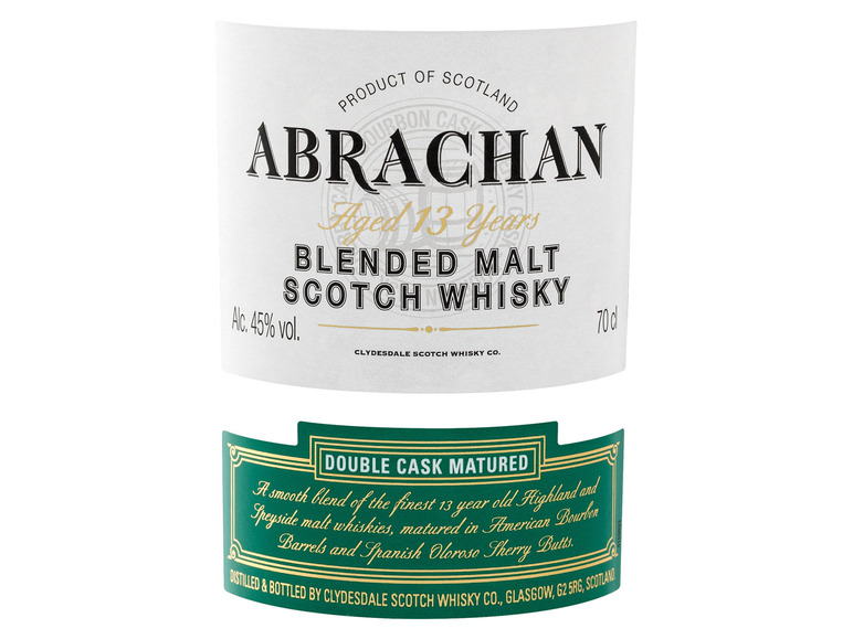 Abrachan Double Cask Matured Blended Geschenkbox Jahre Vol Malt mit Whisky Scotch 45% 13