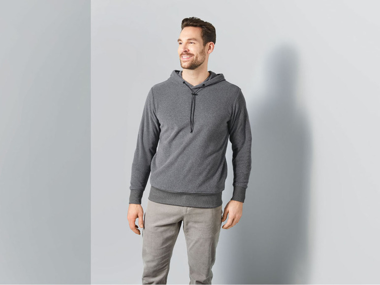 Herren Fleecepullover mit Kapuze und Bindeband