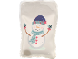 Wiederverwendbares Gelkissen mit Schneemannmotiv, der Mütze, Schal und Handschuhe trägt.