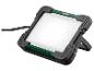 Grüne und schwarze quadratische LED-Arbeitsleuchte mit Kabel und Ständer.