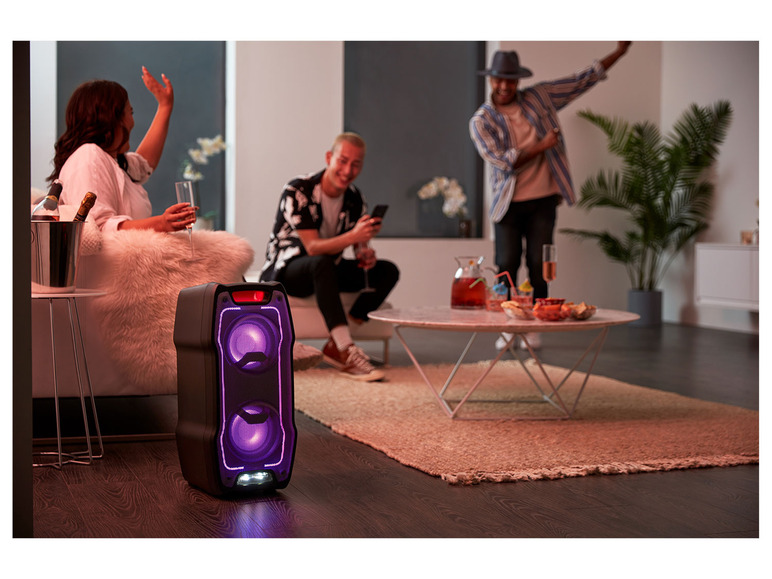 Gehe zu Vollbildansicht: Sharp »PS-929« Bluetooth Lautsprecher mit Disco Lichter und Mikrofon - Bild 2