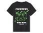 Schwarzes Minecraft T-Shirt mit Creepers: "Creepers need hugs".