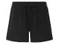 Schwarze Baumwollshorts, elastischer Bund mit Kordelzug.