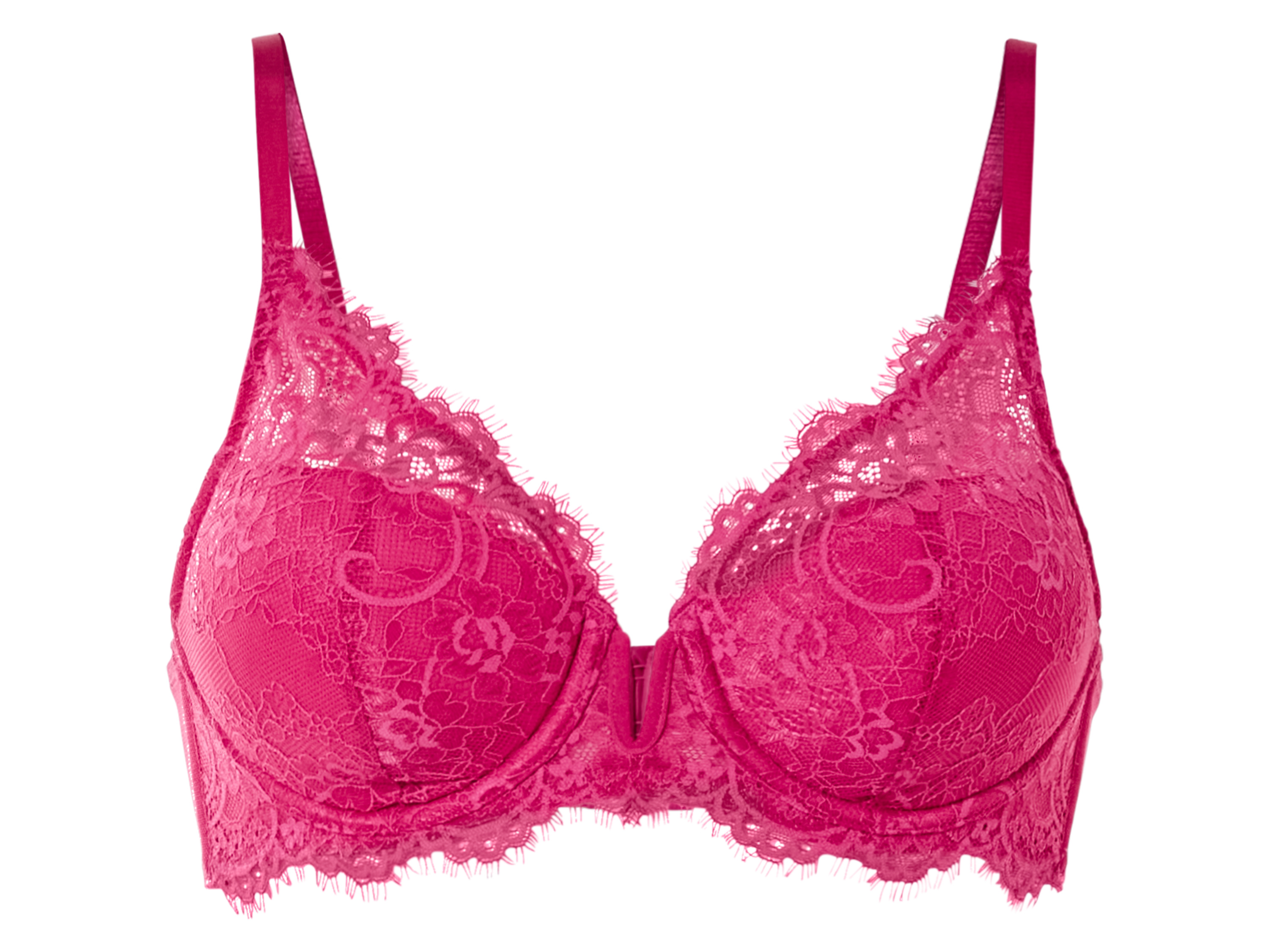 esmara® Damen BH mit Spitze Valentinstag (Pink, 80B)““ | schwarz Muster: – Detail: hochwertig verarbeitet mit eleganter Spitze Trägerart: verstellbare Träger Schale: vorgeformt und gepolstert Multipack: – Material: Spitze: Polyamid, 13 % Elasthan Mesh: Polyamid, 8 % Elasthan Lycra® Cupfutter: Polyester Seitenteilfutter: Polyamid Pflegehinweis: waschen bei max. 40 °C Pflegeleicht nicht bleichen nicht im Wäschetrockner trocknen nicht bügeln nicht trockenreinigen Größe: 75B – 85B Meine Lidl-Größe – so einfach gehts Deine Größe findest du in der Lidl-Größentabelle . Oeko-Tex® Standard 100 Geprüft auf Schadstoffe Zertifizierungsnummer: Hkum 030975 Testex Standard 100 by Oeko-Tex® ist die weltweit bekannteste, unabhängige Zertifizierung schadstoffgeprüfter Textil- und Lederprodukte aller Art – vom Garn und den Stoffen bis hin zum gebrauchsfertigen Artikel. Das Label bestätigt