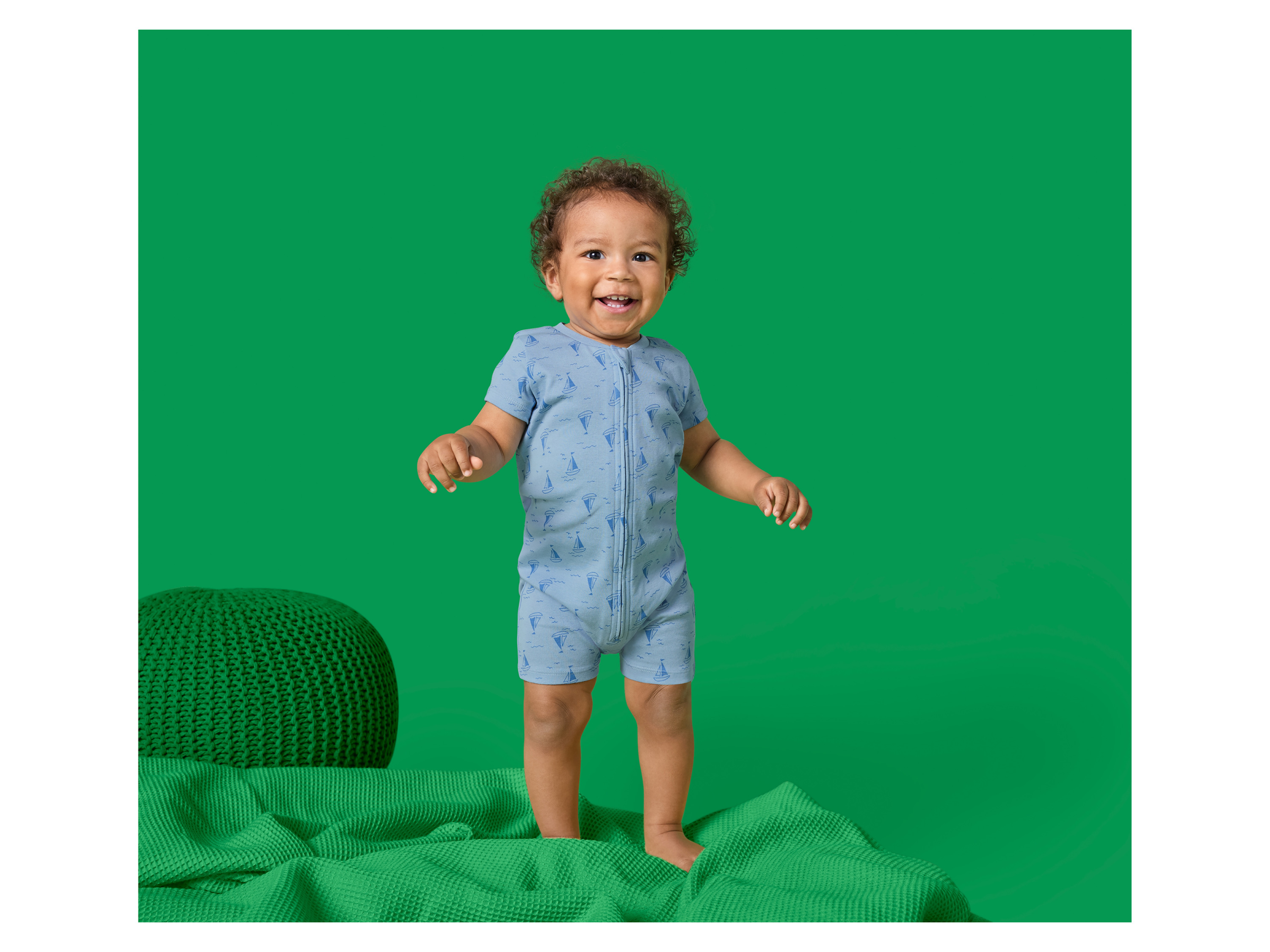 LUPILU® Baby Schlafoveralls, 2 Stück (navy/hellblau, 50/56) – Bild 2 von 4
