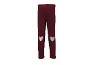 Burgunderrote Kinder-Leggings mit silbernen Herzen auf den Knien