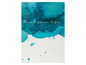 Notizbuch mit blauer Aquarell-Malerei und dem Text 'Paint your life'.
