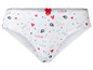 Weißer Slip mit roten Herzen und 'Love'-Druck.