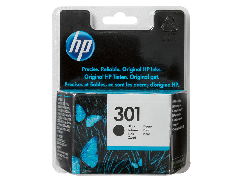 HP 301 schwarze Tintenpatrone in Blisterverpackung