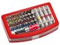 Schraubendreher-Bit-Set in roter Box mit verschiedenen Bits und Bithalter.