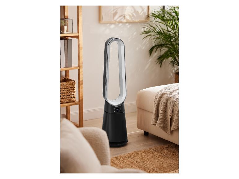 Elegantes Dyson-Bladeloser-Gebläse im Wohnzimmer.