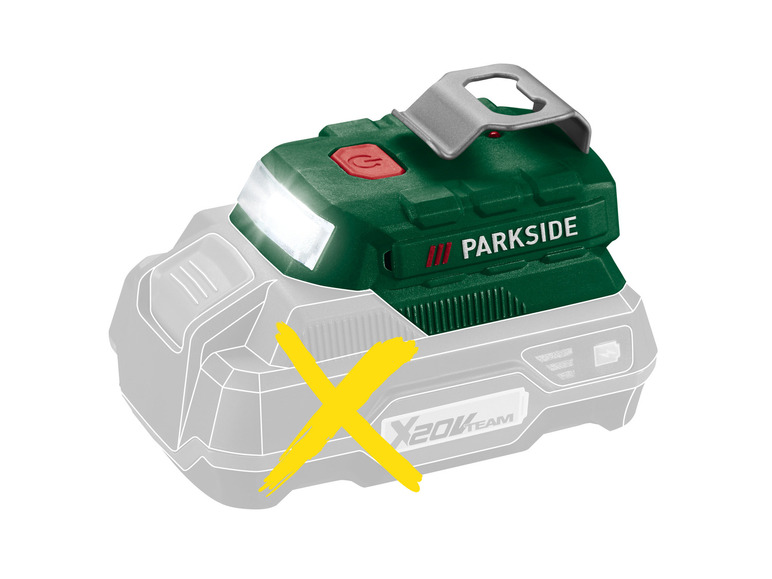 PARKSIDE® 20 V Akku-Adapter LED-Leuchte, »PAA Akku B2«, 20-Li mit ohne