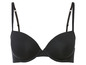 Ein schwarzer BH mit glatten Cups und verstellbaren Trägern.