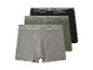 Drei Esmara Herren-Boxershorts in Grau, Olivgrün und Schwarz.