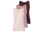 Drei Damen-Tanktops: hellrosa, rosa und dunkelrot.
