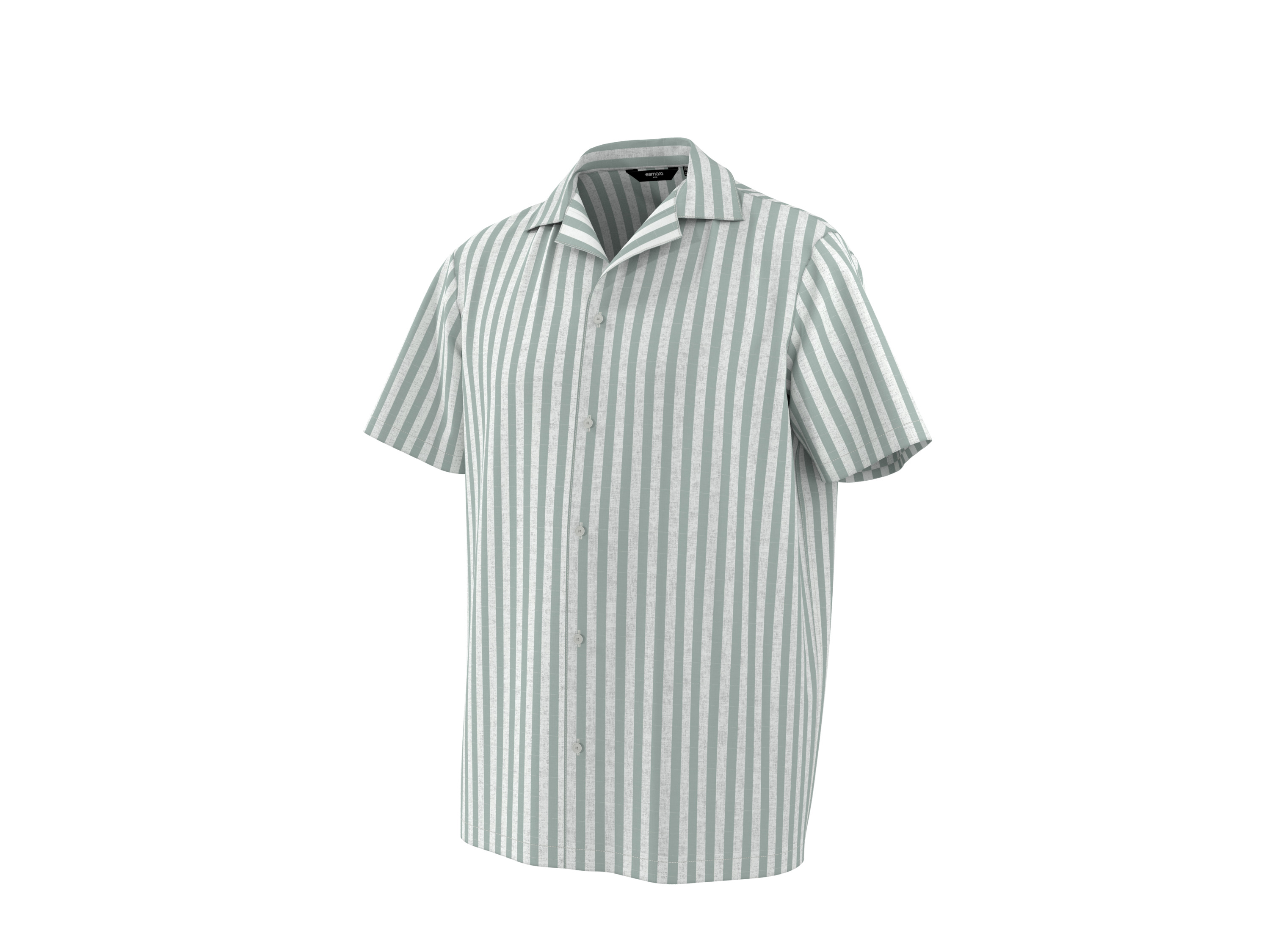 ESMARA MEN Herren Freizeithemd mit Leinen (Streifen/grün/weiß, XL (43/44)) – Bild 4 von 4