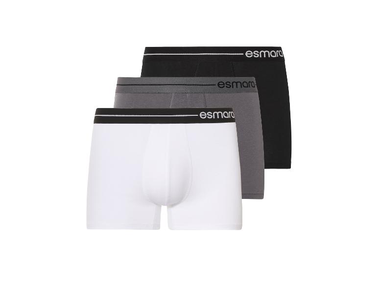 Esmara Herren-Boxershorts, 3er-Pack, weiß, grau, schwarz.
