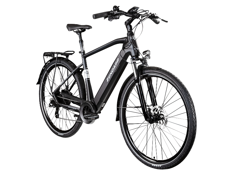 Schwarzes Zündapp E-Bike, Seitenansicht.
