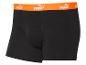 Schwarze Puma Boxershorts mit orangefarbenem Bund.