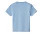 Einfarbiges blaues Kurzarm-T-Shirt, Rückansicht.