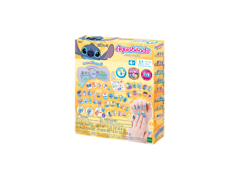 Aquabeads Stitch Nagelstudio-Set für Kinder, mit 40 Designs und glänzenden Farben.