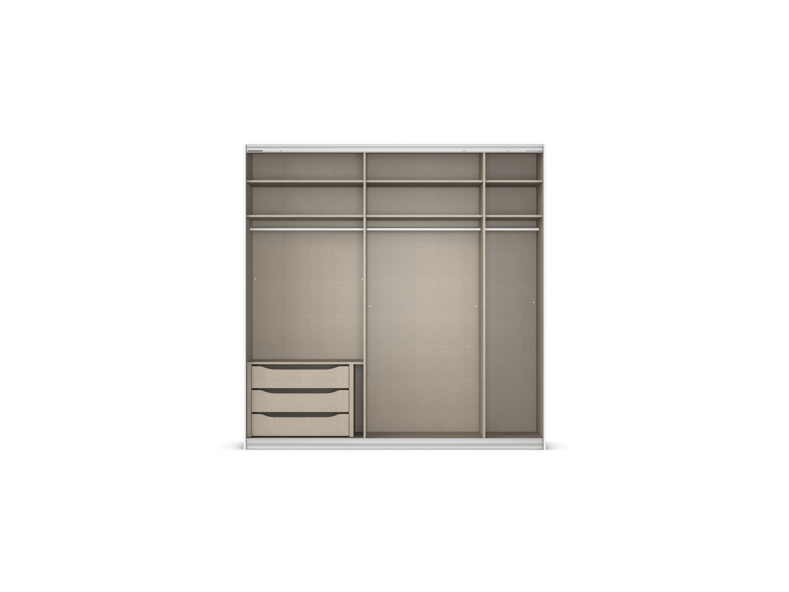 RAUCH ORANGE Quadra Schwebetürenschrank mit Spiegelelementen (Premium-Zubehör, Korpus: Graumetallic, 226 x 210 cm) – Bild 4 von 4