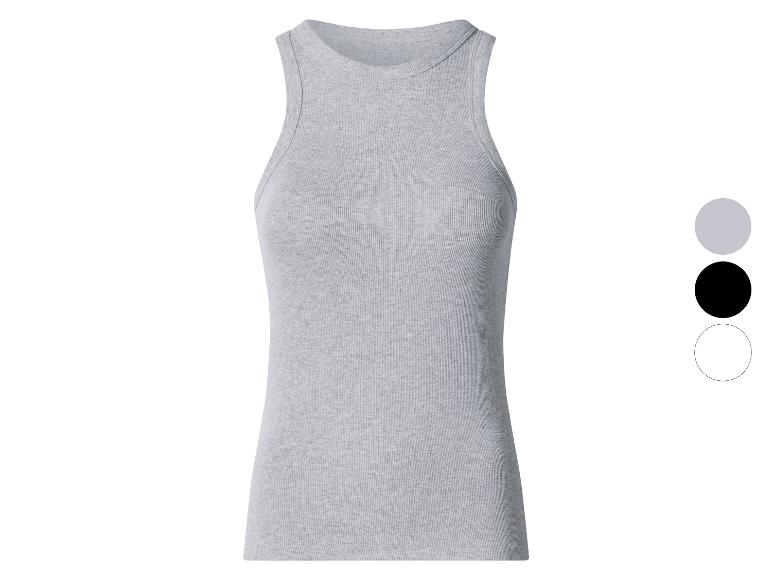 Graues geripptes Tanktop mit Rundhalsausschnitt, auch in Schwarz und Weiß erhältlich
