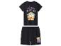 Schwarzer Pyjama mit T-Shirt und Shorts, mit grünem Charakterdruck und dem Text „FROM A GALAXY FAR, FAR AWAY...“.