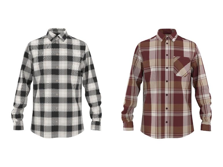 ESMARA MEN Herren Flanellhemd: Karierte Flanellhemden in Schwarz/Weiß und Rot/Beige