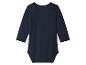 Dunkelblauer Langarm-Babybody mit Rundhalsausschnitt.