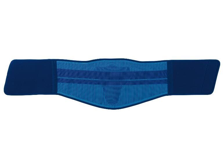Blauer Rückenstützgurt mit texturiertem Design.