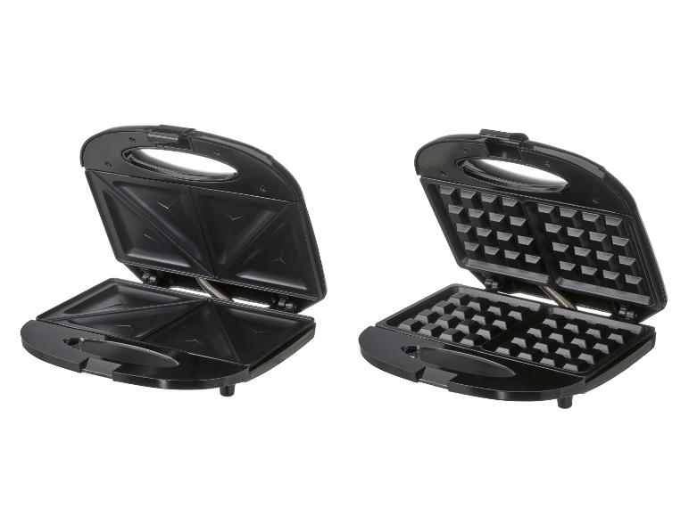 Schwarzer Toaster und Waffeleisen: ideal für Toast und Waffeln.