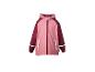 Kinderregenjacke in Rosa und Bordeaux mit reflektierenden Details.