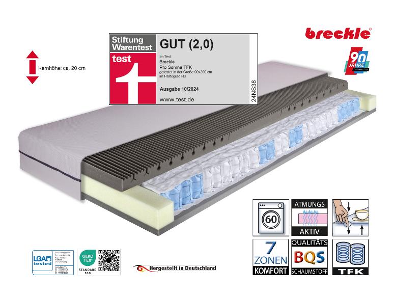 Breckle Pro Somna TFK Matratzen mit Qualitätszertifikat.