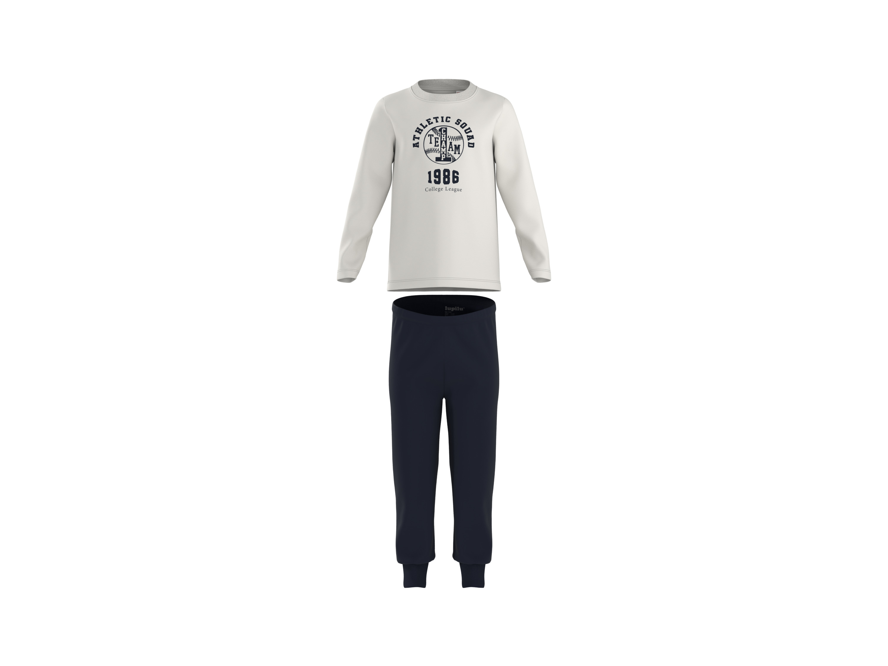 LUPILU® Kleinkinder Pyjama (weiß/navy, 122/128)