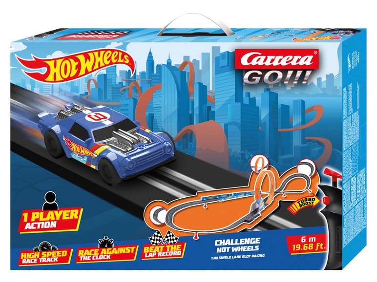Carrera GO!!! Rennbahn mit Hot Wheels Auto und Controller.