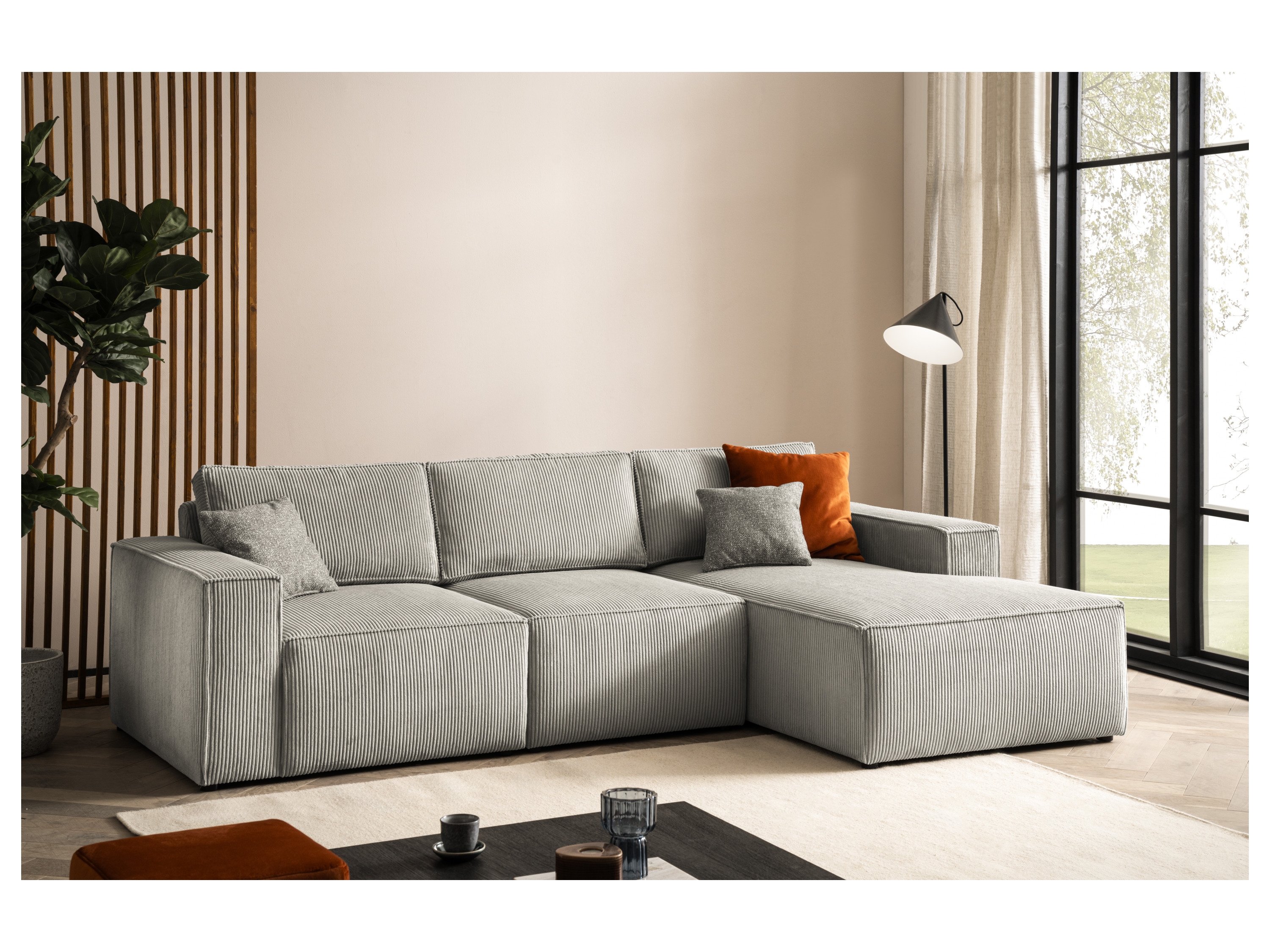 Thumbnail - Domo Cannes Longchair Ecksofa mit Longchair (273 x 172 cm, Platin)