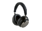 Schwarz-graue Over-Ear-Kopfhörer auf schwarzem Hintergrund