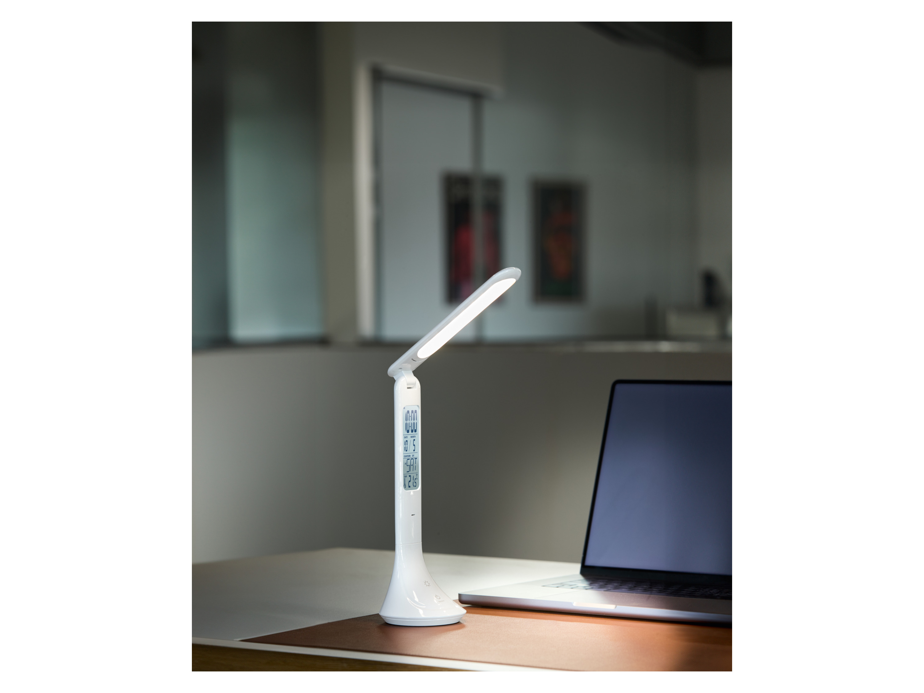 Thumbnail - LIVARNO home Schreibtischleuchte LED mit integriertem Akku u. Uhrzeit (Weiß)