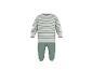 Gestreifter Pullover und einfarbige grüne Hose für Kinder.