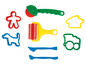 Play-Doh-Werkzeug mit Rolle, Messer und verschiedenen Formen.